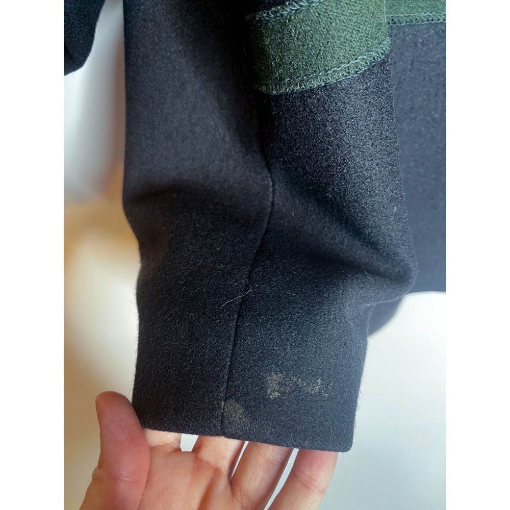 Vintage Retro Black Wool Colorblock Coat Funky - Picture 4 of 9